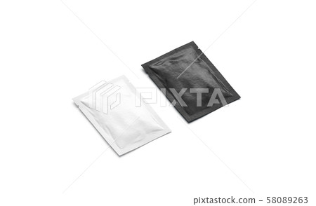 Blank black and white sachet packet mock up, isolated Blank black and white sachet packet mock up, isolated 58089263