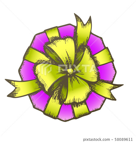 Gift Box In Round Shape With Ribbon Color Vector Gift Box In Round Shape With Ribbon Color Vector 58089611