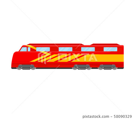 Bright Yellow And Red Bullet Train Flat Vector Illustration 58090329