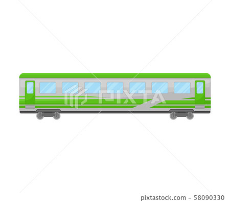 Grey And Green Coach Of Suburban Electrical Train Flat Vector Illustration Grey And Green Coach Of Suburban Electrical Train Flat Vector Illustration 58090330