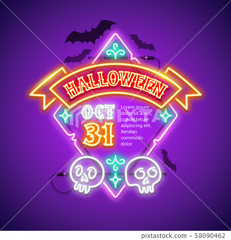 Halloween Rhombic Neon Sign with Ribbon 58090462