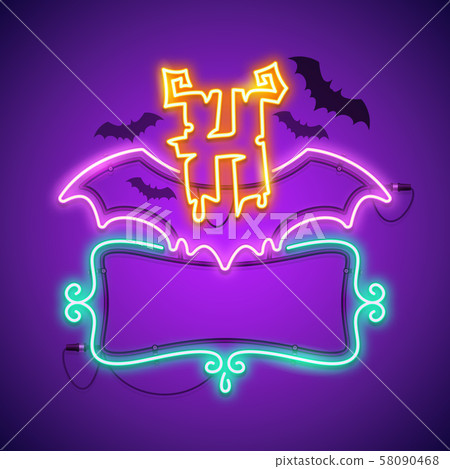 Halloween Neon Frame in Gothic Style 58090468