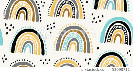 Kids scandinavian pattern with colorful rainbows Kids scandinavian pattern with colorful rainbows 58090711