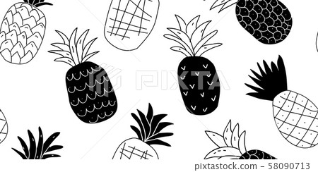 Black and white minimalistic pineapples pattern Black and white minimalistic pineapples pattern 58090713