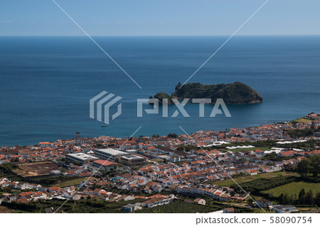 Vila Franca do Campo aerial view, Azores 58090754