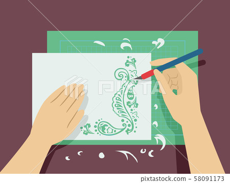 Hands Paper Cutting Illustration 58091173