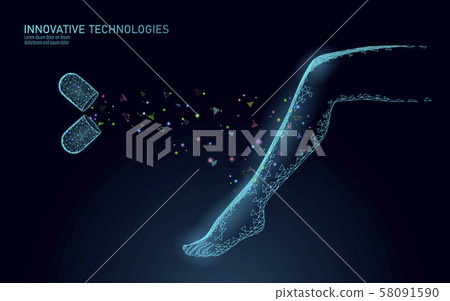 3D woman leg spa care beauty concept. Medical drug pill varicose treatment female foot 58091590