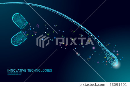 Hair protect care cosmetic technology 3D concept. Hair follicles structure repair supplement 58091591