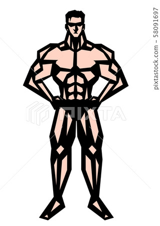 人，肌肉，健美，強壯男子，姿勢，全身，褲子，比基尼，白色背景，打印，摳圖，康復情緒，表情 58091697