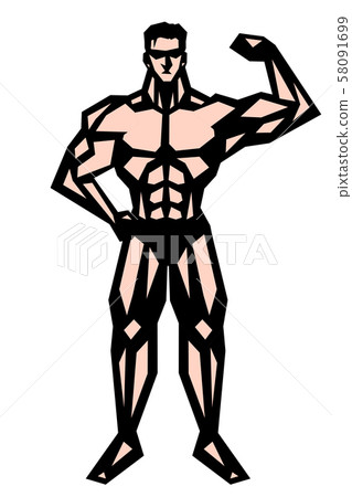 人，肌肉，健美，強壯男子，姿勢，全身，褲子，比基尼，白色背景，打印，摳圖，康復情緒，表情 58091699