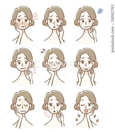 Middle-aged woman skin trouble set 58091761