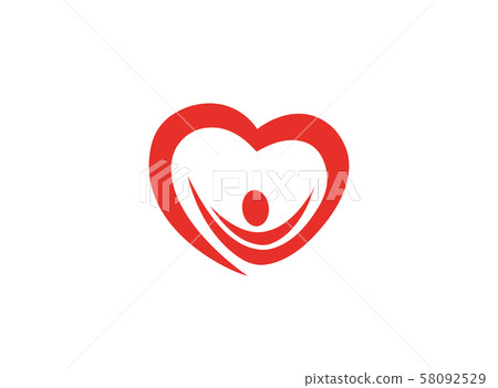 heart family  caring kids and baby for logo design Vector illustration on white background 58092529