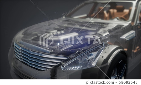 engine and other parts visible in car 58092543