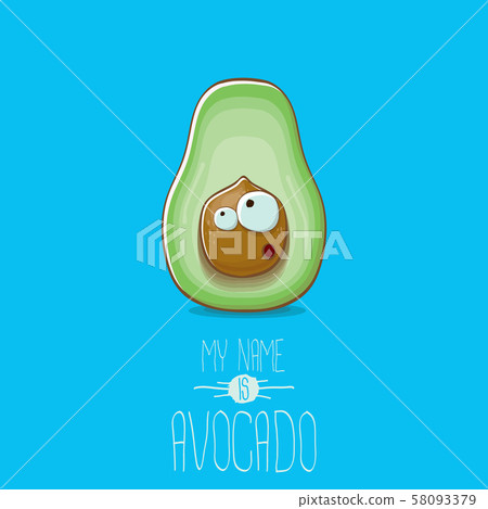 funny cartoon cute green avocado character isolated on orange background. My name is avocado vector funny cartoon cute green avocado character isolated on orange background. My name is avocado vector 58093379