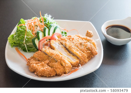 fried cutlet pork with vegetable fried cutlet pork with vegetable 58093479
