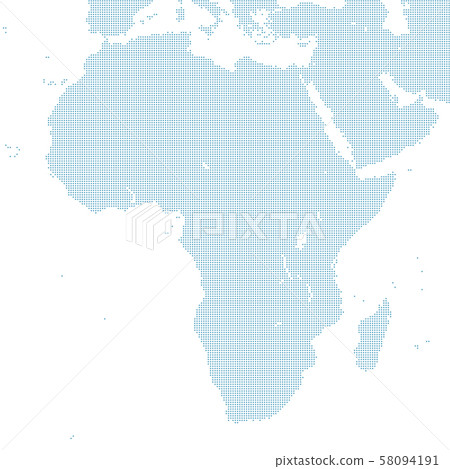 Blue dot map centered on African Continent 58094191
