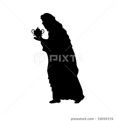 Holiday silhouettes christmas. Sage with gift Holiday silhouettes christmas. Sage with gift 58094339
