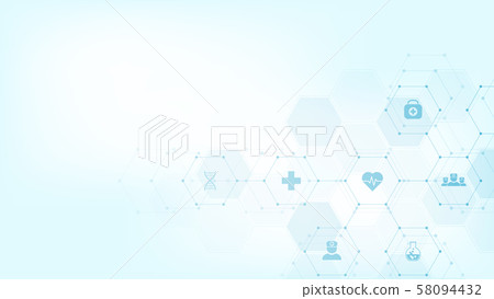 Abstract medical background with flat icons and symbols. Template design with concept and idea for 58094432