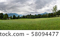 Panoramic landscape view of meadow in Austria. 58094477
