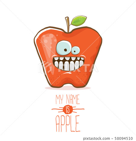 vector funny cartoon cute red apple character isolated on white background. My name is apple vector 58094510