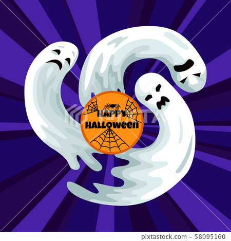 Rub flying white the ghost at night on Halloween Rub flying white the ghost at night on Halloween 58095160