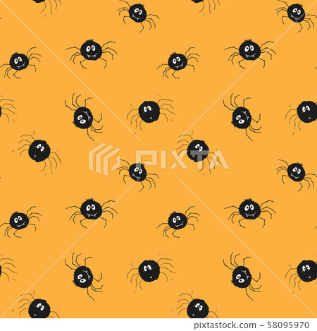 Cute Spider Seamless Pattern, Cartoon Hand... - Stock Illustration ...