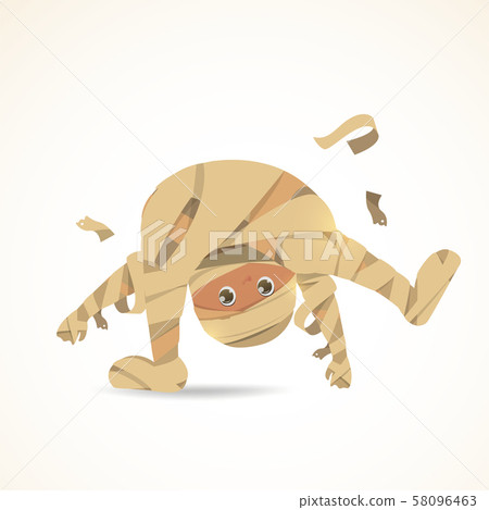 A cute little mummy. Halloween mummy kids costume character design vector on isolated background.