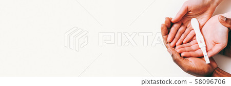 interracial parenthood happy expectation couple 58096706