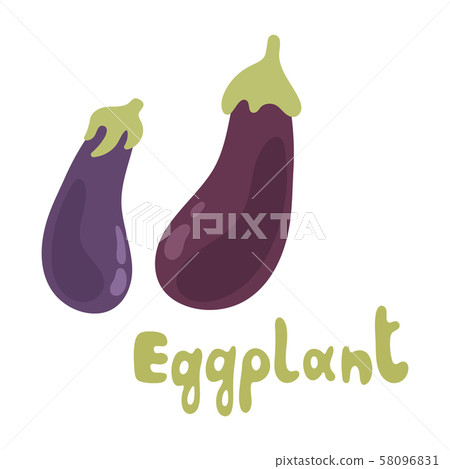 Fresh Eggplant vegetable isolated icon. Eggplant for farm market, vegetarian salad recipe design Fresh Eggplant vegetable isolated icon. Eggplant for farm market, vegetarian salad recipe design 58096831