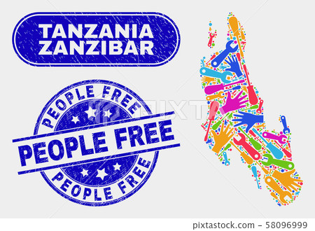 Assemble Zanzibar Island Map and Distress People Free Seals 58096999