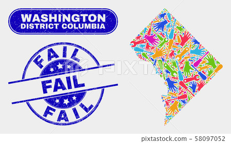 Component Washington District Columbia Map and Grunge Fail Seals 58097052