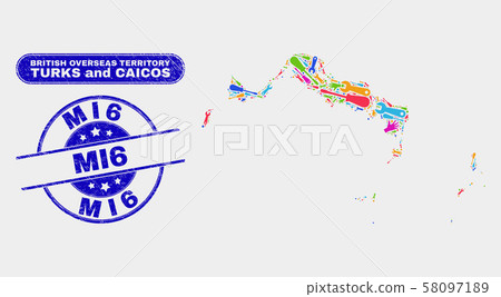Component Turks and Caicos Islands Map and Grunge MI6 Stamp Seals Component Turks and Caicos Islands Map and Grunge MI6 Stamp Seals 58097189