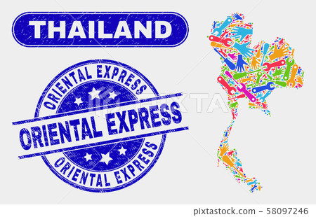 Production Thailand Map and Scratched Oriental Express Seals 58097246