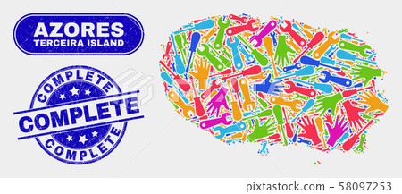 Assemble Terceira Island Map and Distress Complete Watermarks 58097253