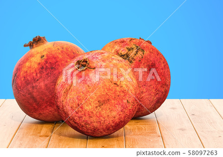 Pomegranates 3d rendering with realistic texture Pomegranates 3d rendering with realistic texture 58097263