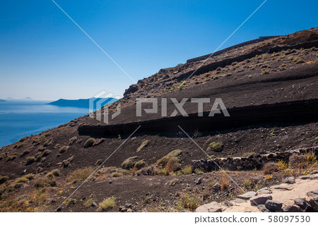 The beautiful landscapes seen from the walking path number nine between the cities of Fira and Oia in Santorini Island 58097530