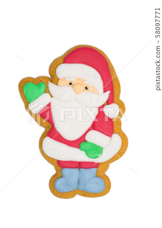 Santa Claus gingerbread cookie isolated on white background 58097771