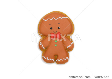 gingerbread man with bow tie isolated on white background 58097836