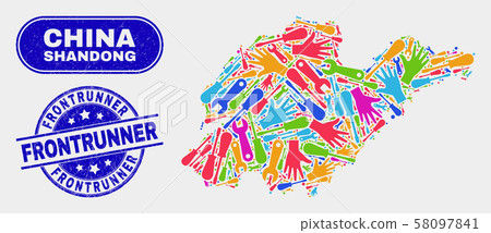 Assembly Shandong Province Map and Grunge Frontrunner Stamp Seals Assembly Shandong Province Map and Grunge Frontrunner Stamp Seals 58097841