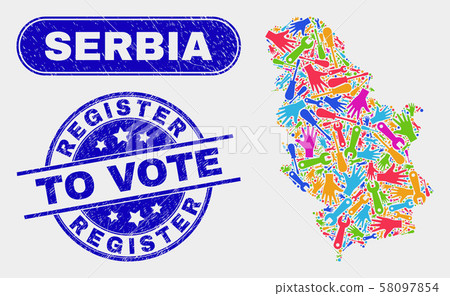 Productivity Serbia Map and Grunge Register to Vote Seals 58097854
