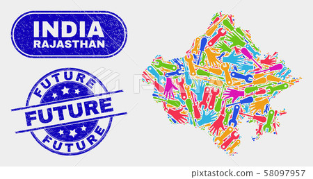 Production Rajasthan State Map and Distress Future Seals Production Rajasthan State Map and Distress Future Seals 58097957