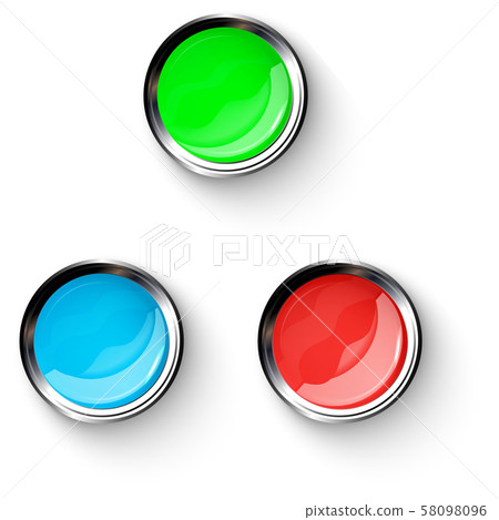 Colored buttons with metallic elements, vector... - Stock Illustration ...