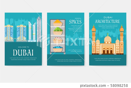 Dubai vector brochure cards set. Country template of flyear, magazines, posters, book cover, banners 58098258