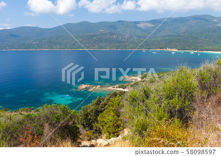 Cupabia beach. Coastal landscape, Corsica 58098597