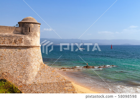 Public beach of Ajaccio. Corsica island , France 58098598