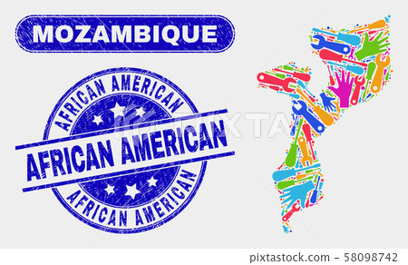 Productivity Mozambique Map and Distress African American Stamp Seals Productivity Mozambique Map and Distress African American Stamp Seals 58098742