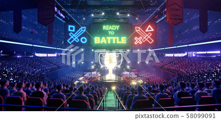 The E-sport arena, 3D scene rendering 58099091
