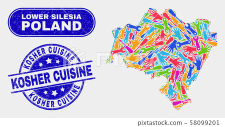 Component Lower Silesia Province Map and Distress Kosher Cuisine Watermarks 58099201