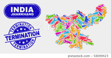 Industrial Jharkhand State Map and Grunge Termination Stamp Seals Industrial Jharkhand State Map and Grunge Termination Stamp Seals 58099423
