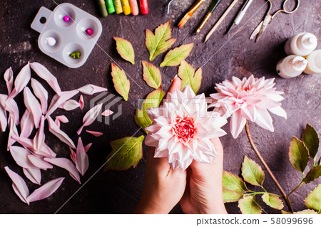 DIY making realistic flowers from foam material DIY making realistic flowers from foam material 58099696